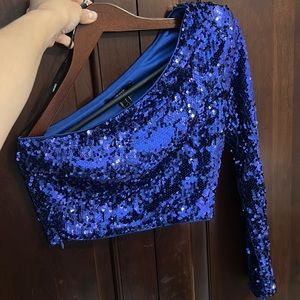 Forever 21 Blue Sequin Shirt size S
